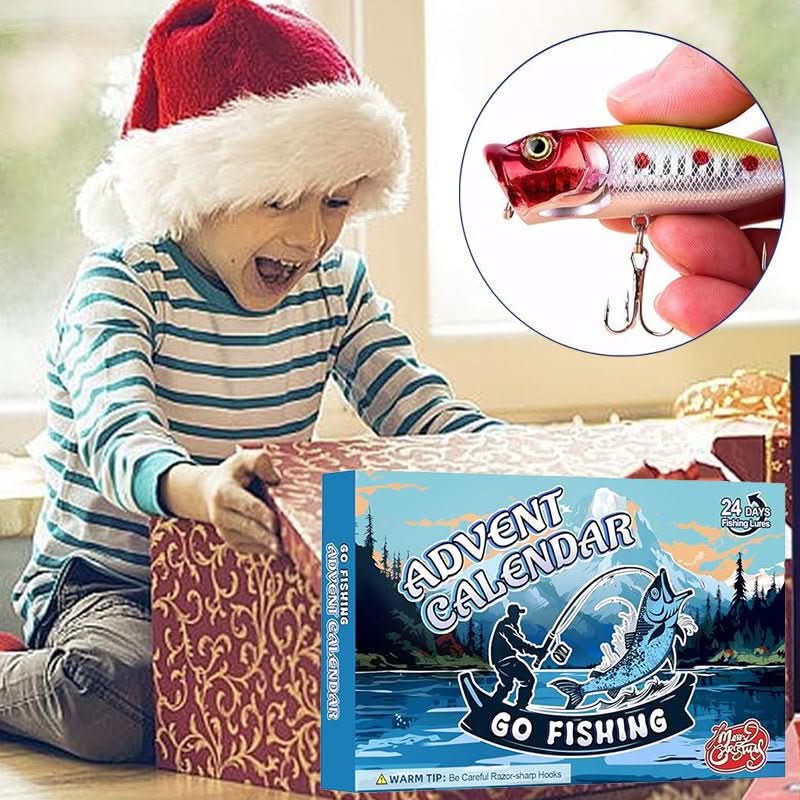 ANGLERVENT adventskalender for fiskeutstyr — 24 dager med assorterte rom for sluker og kroker