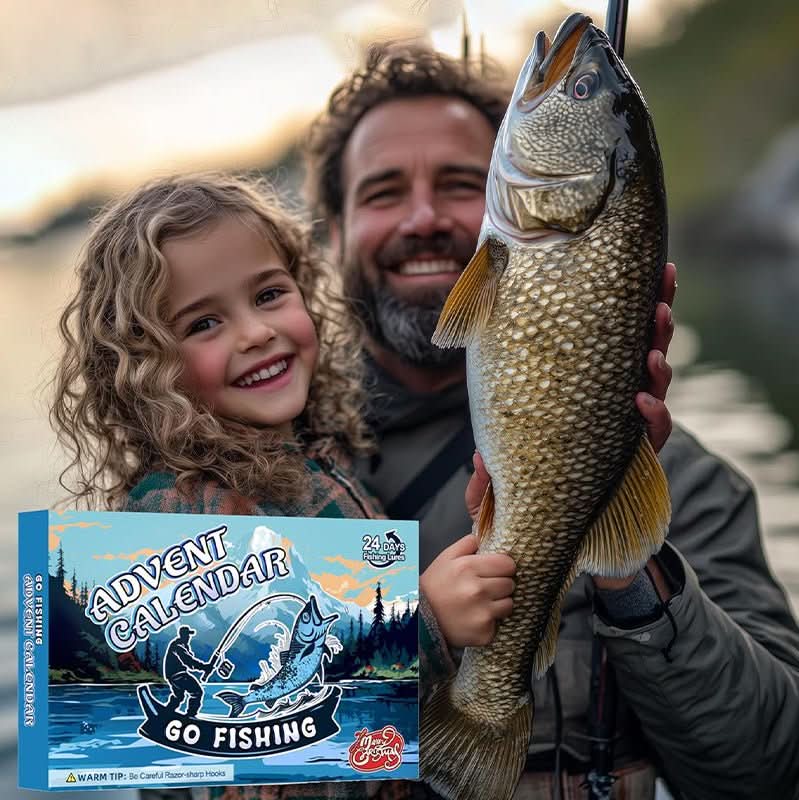 ANGLERVENT adventskalender for fiskeutstyr — 24 dager med assorterte rom for sluker og kroker