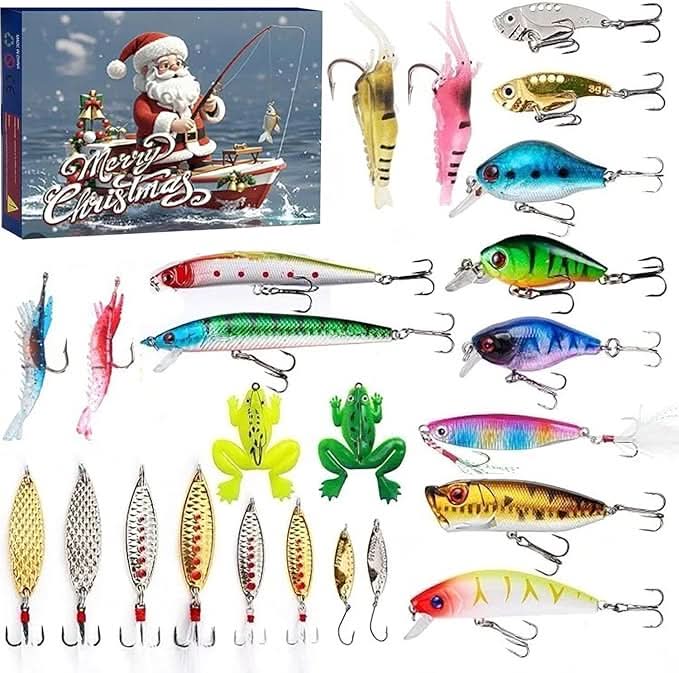 ANGLERVENT adventskalender for fiskeutstyr — 24 dager med assorterte rom for sluker og kroker