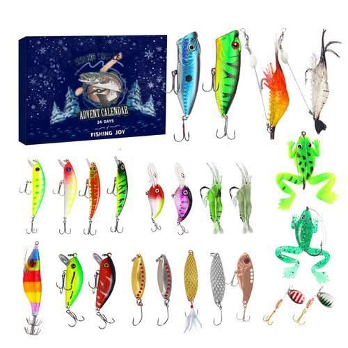 ANGLERVENT adventskalender for fiskeutstyr — 24 dager med assorterte rom for sluker og kroker