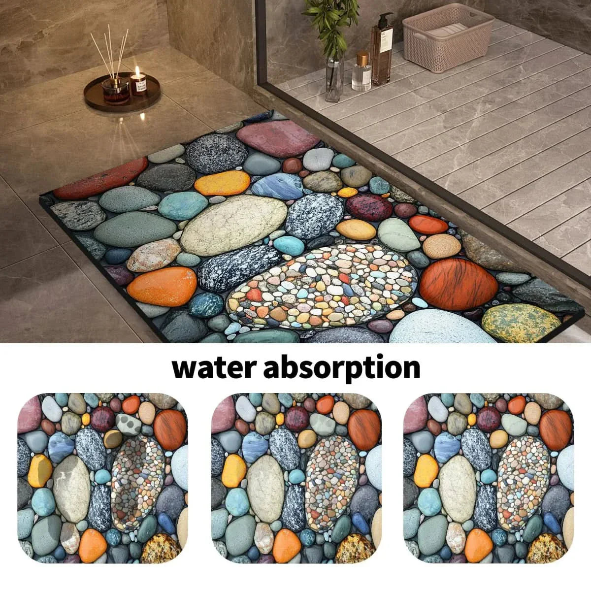AquaSoft Saugfähige Badmatte aus Kieselgur – Schnelltrocknend, weiche Oberfläche