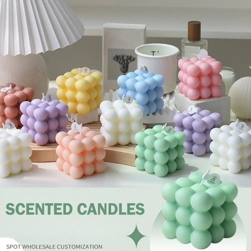 AromaCube vonná svíčka — moderní krychlová nádoba, moderní minimalistický design