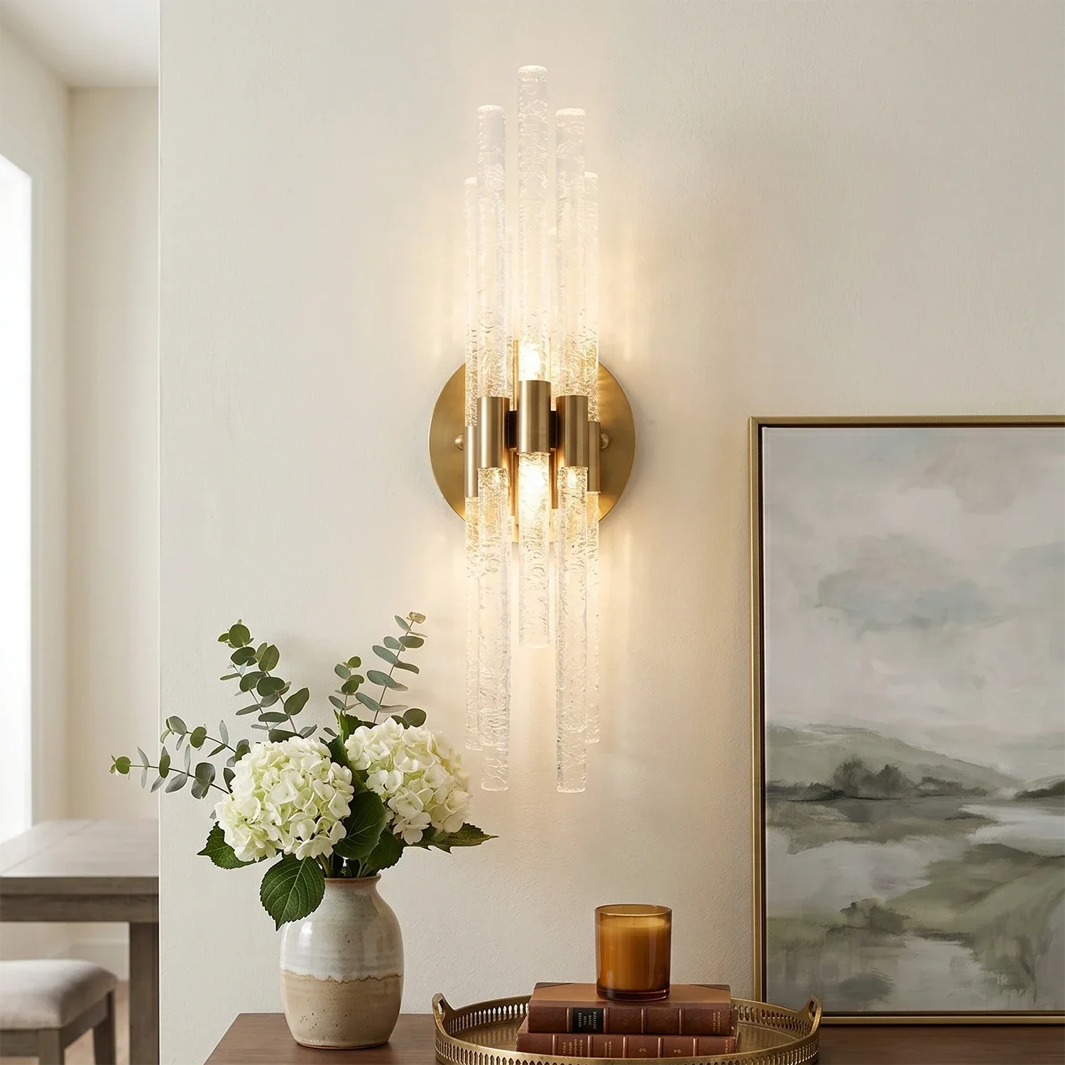 Artisanal Rippled Glass Wall Sconce | wildoxy