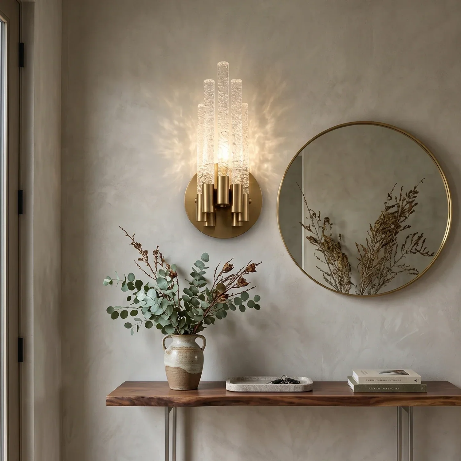 Artisanal Rippled Glass Wall Sconce | wildoxy