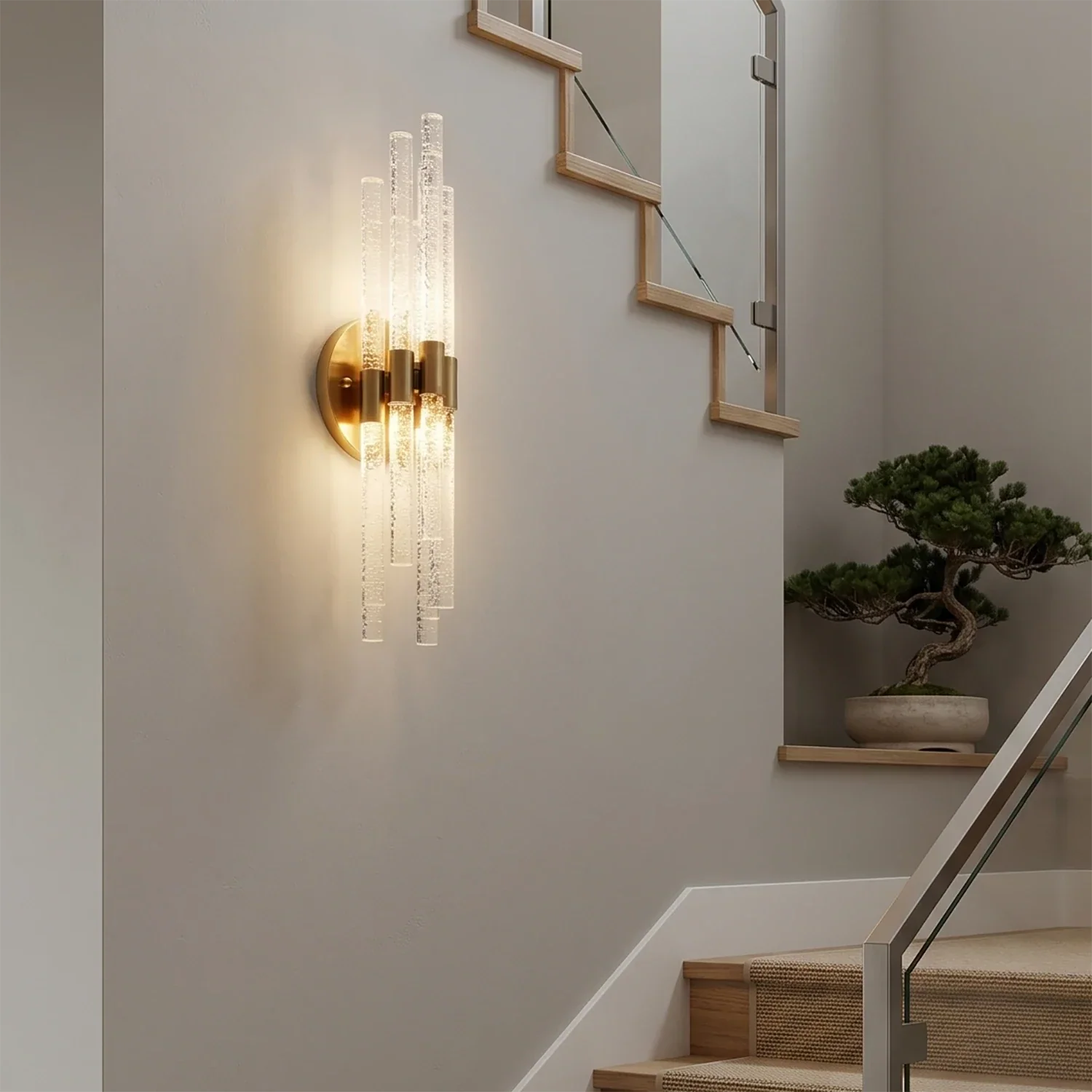 Artisanal Rippled Glass Wall Sconce | wildoxy