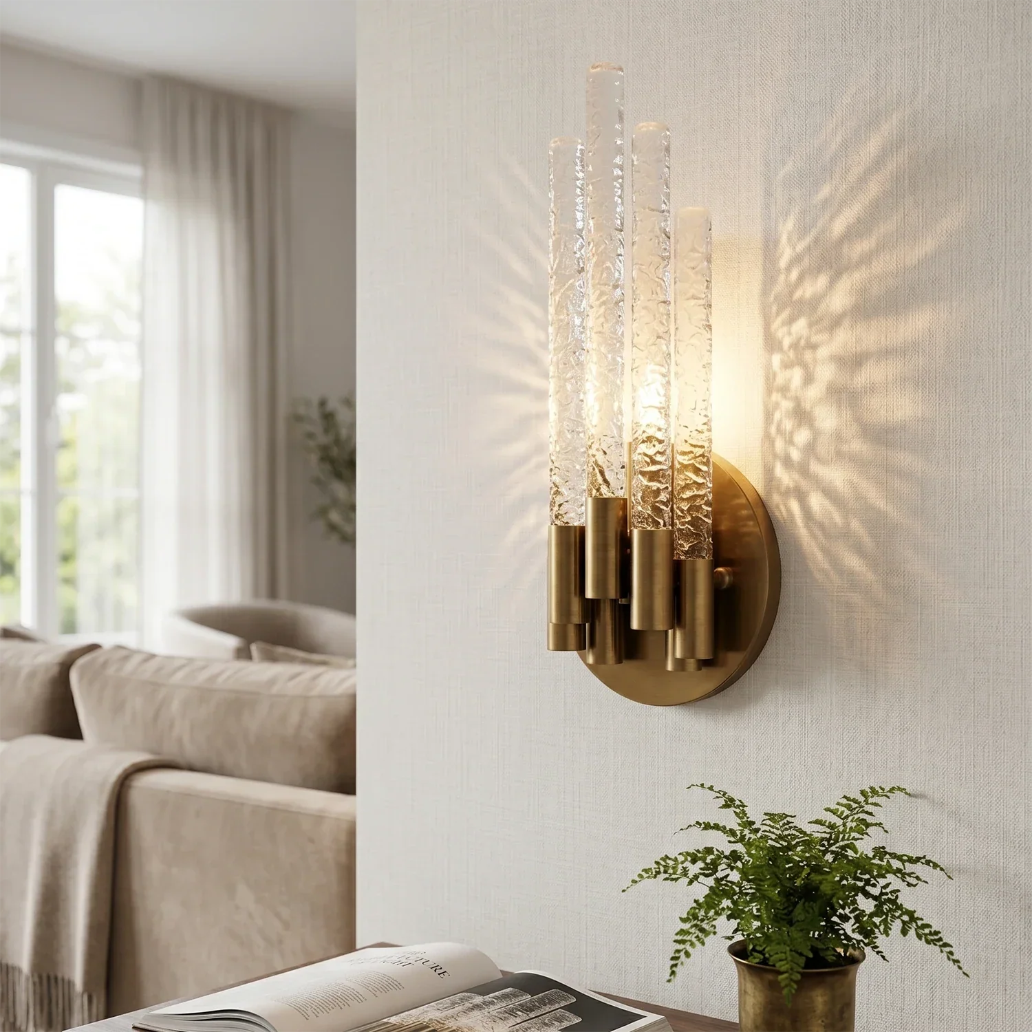 Artisanal Rippled Glass Wall Sconce | wildoxy