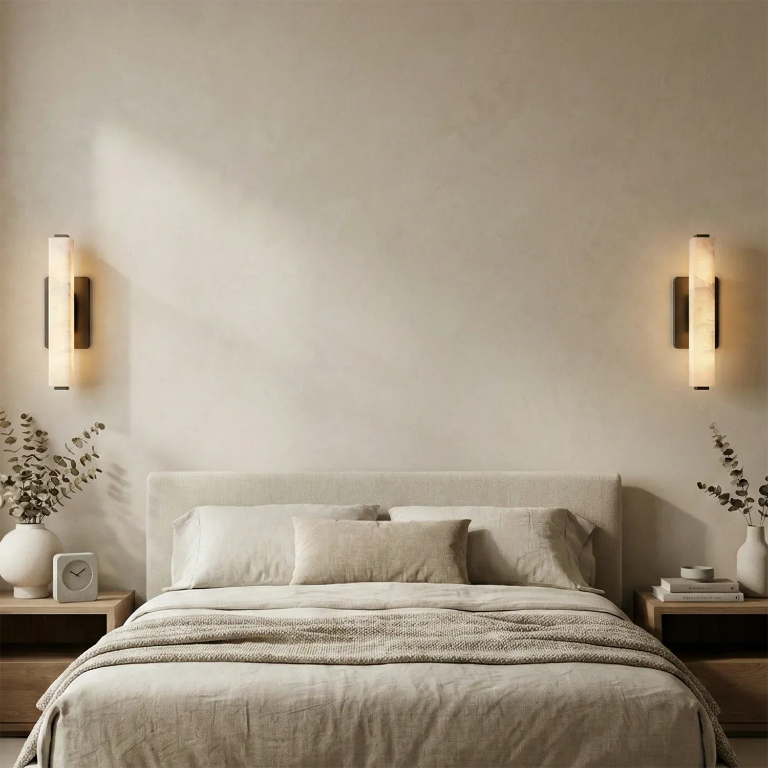 Audon Natural Linear Alabaster Stone Wall Sconce | wildoxy