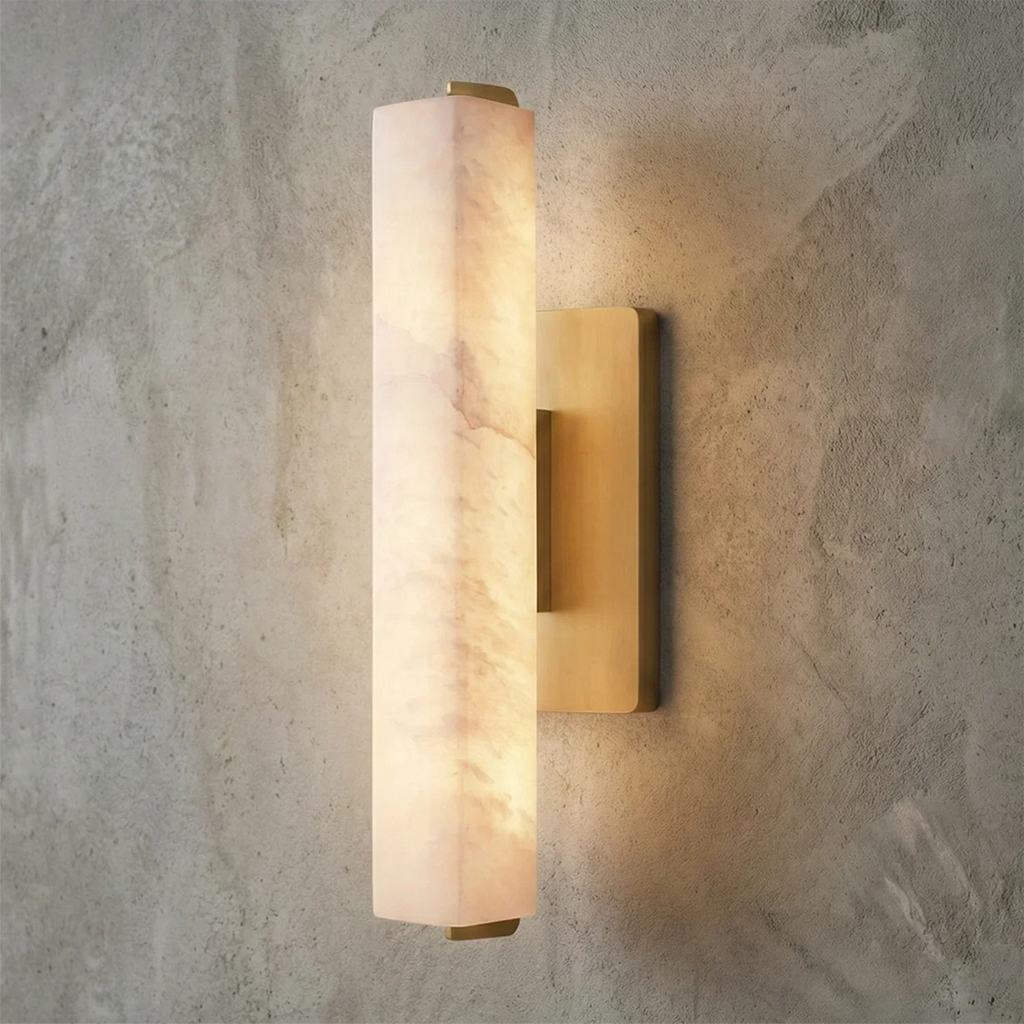 Audon Natural Linear Alabaster Stone Wall Sconce | wildoxy