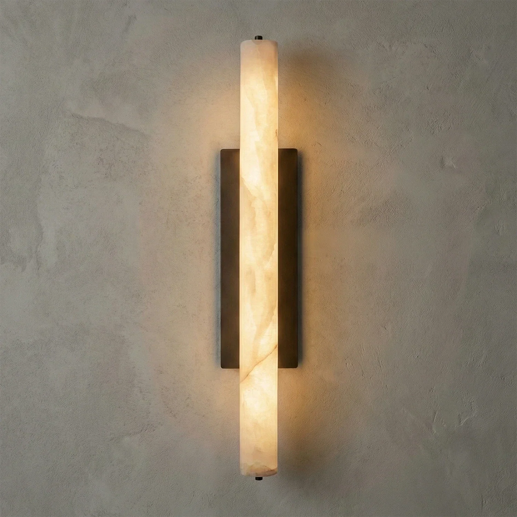 Audon Natural Linear Alabaster Stone Wall Sconce | wildoxy