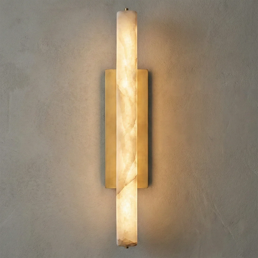 Audon Natural Linear Alabaster Stone Wall Sconce | wildoxy