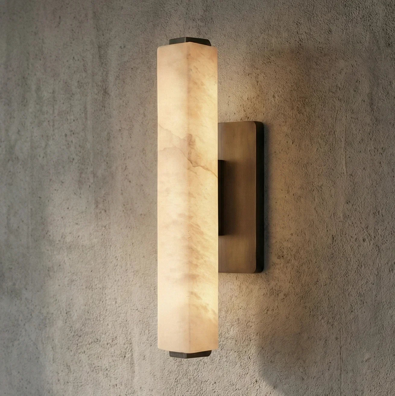 Audon Natural Linear Alabaster Stone Wall Sconce | wildoxy