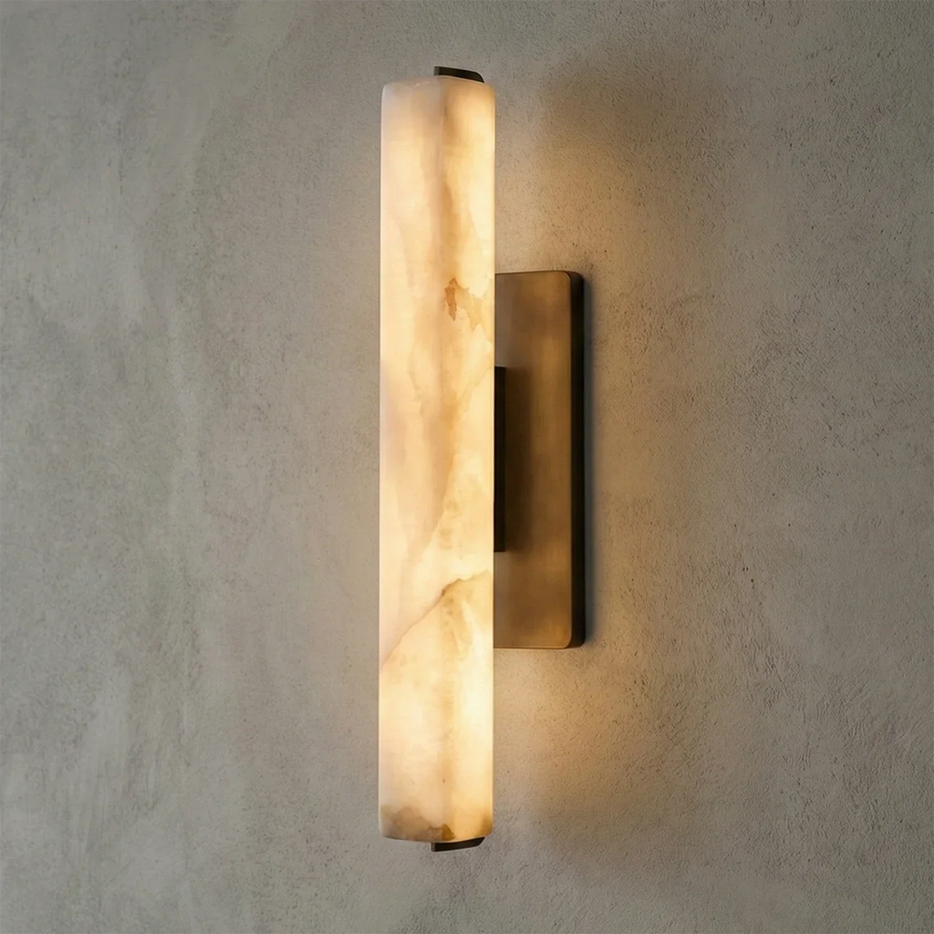 Audon Natural Linear Alabaster Stone Wall Sconce | wildoxy