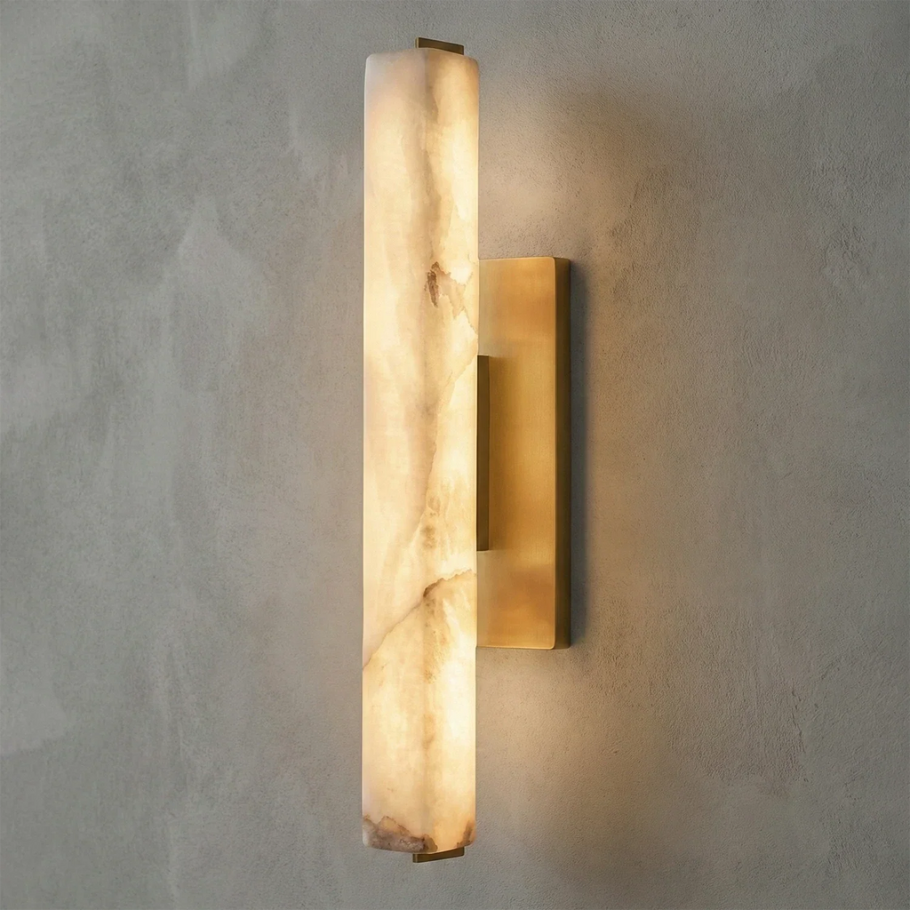 Audon Natural Linear Alabaster Stone Wall Sconce | wildoxy
