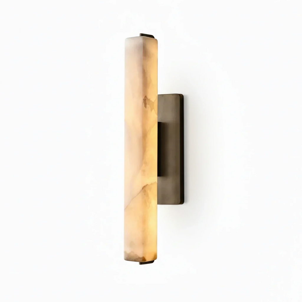 Audon Natural Linear Alabaster Stone Wall Sconce | wildoxy