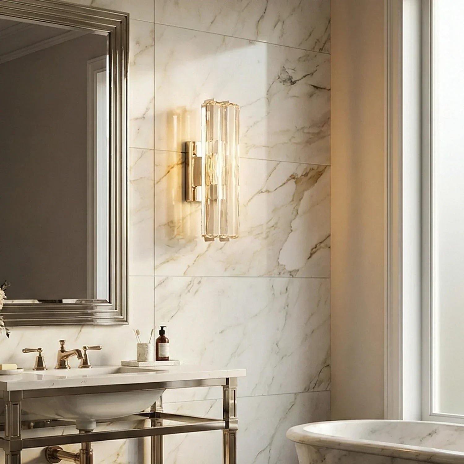 Audubonne Minimalist Crystal Column Sconce | wildoxy