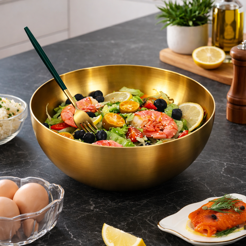 AURABOWL serveringsskål i rostfritt stål med stor kapacitet