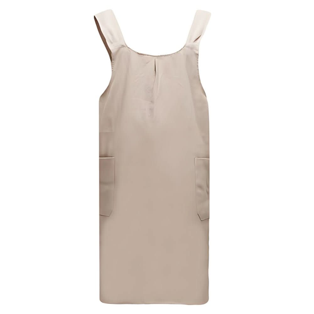 Vestido tipo delantal AuraFrock con espalda cruzada — Corte holgado, bolsillos de fácil acceso