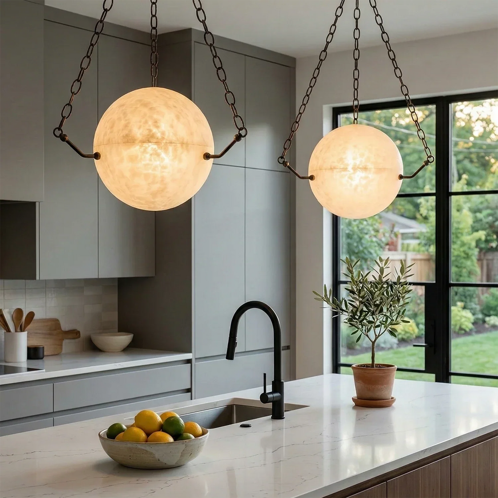 Aurelia Alabaster Sphere Suspension Pendant | wildoxy