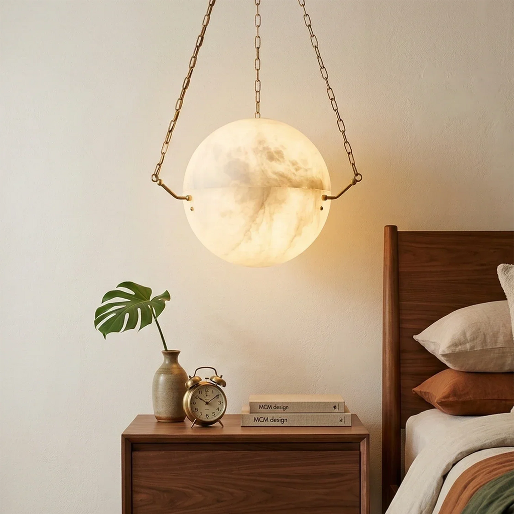 Aurelia Alabaster Sphere Suspension Pendant | wildoxy