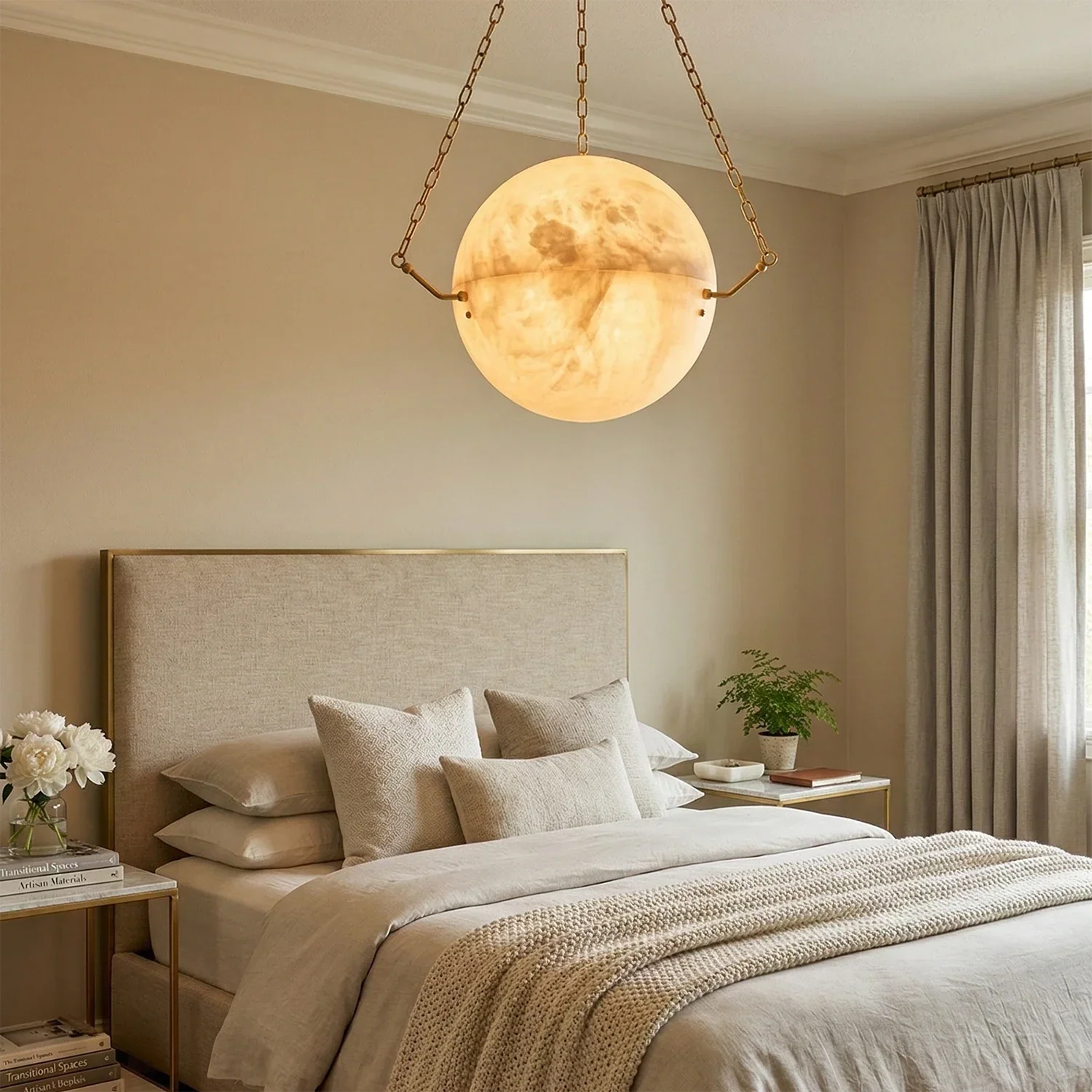 Aurelia Alabaster Sphere Suspension Pendant | wildoxy