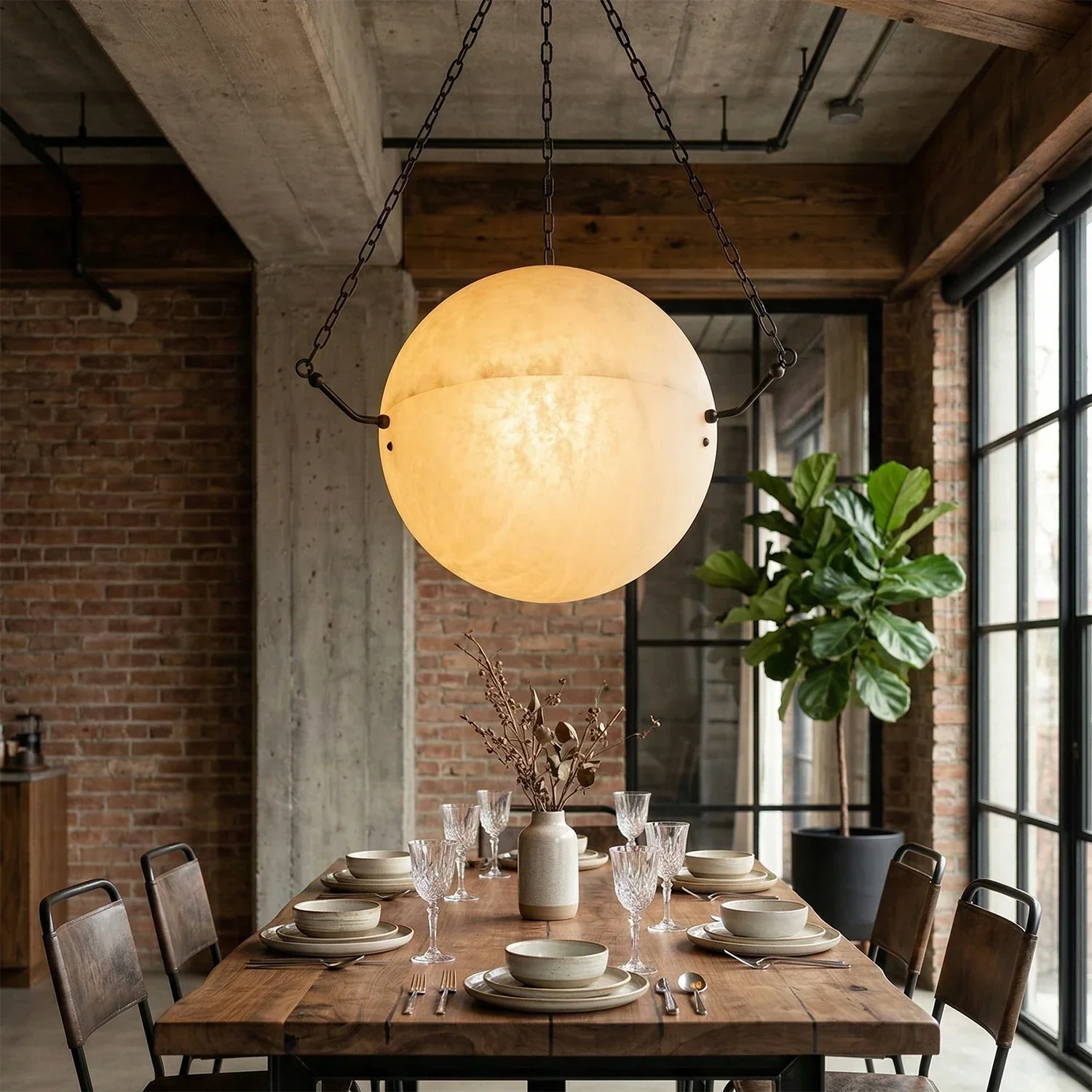 Aurelia Alabaster Sphere Suspension Pendant | wildoxy