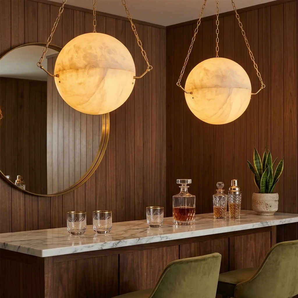 Aurelia Alabaster Sphere Suspension Pendant | wildoxy