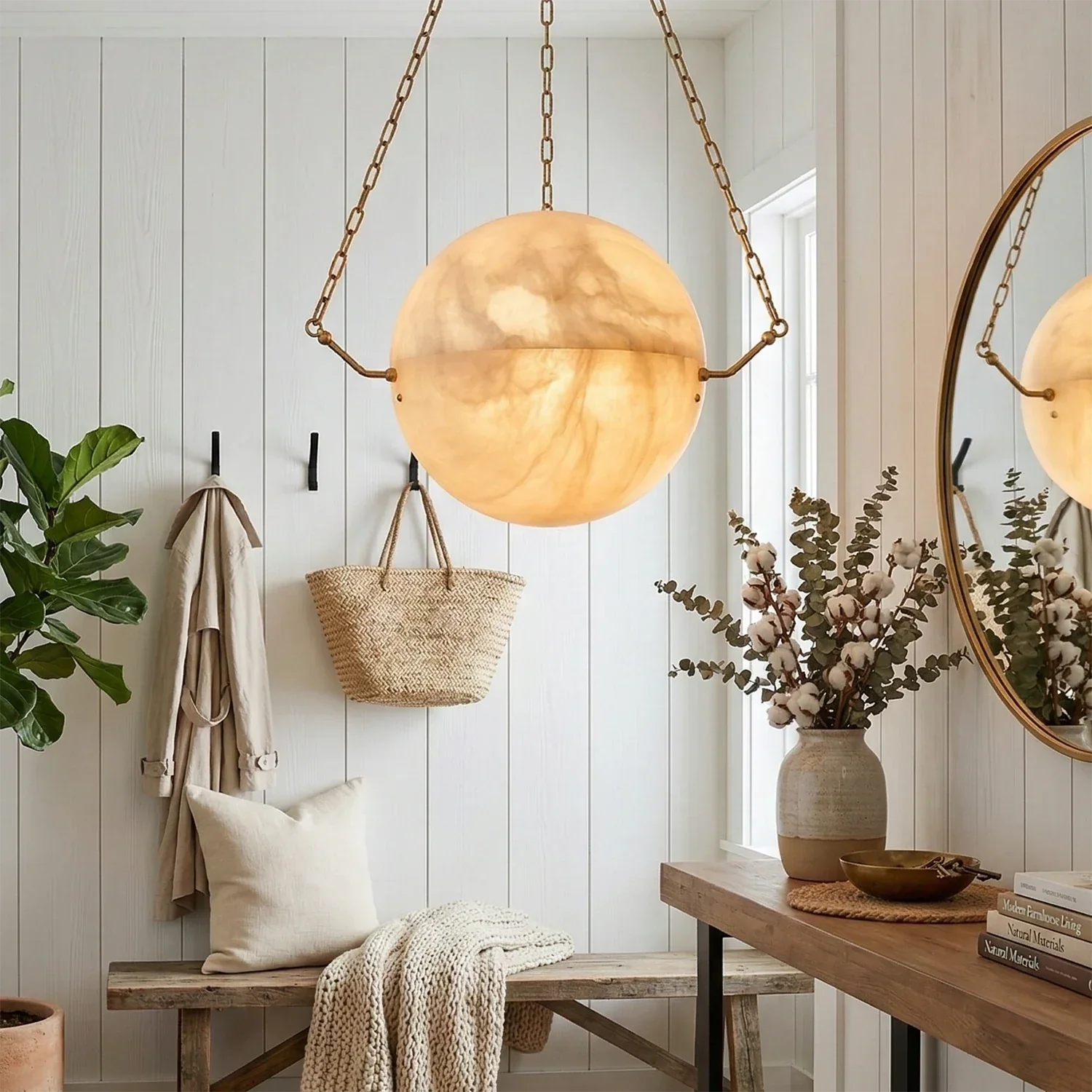 Aurelia Alabaster Sphere Suspension Pendant | wildoxy