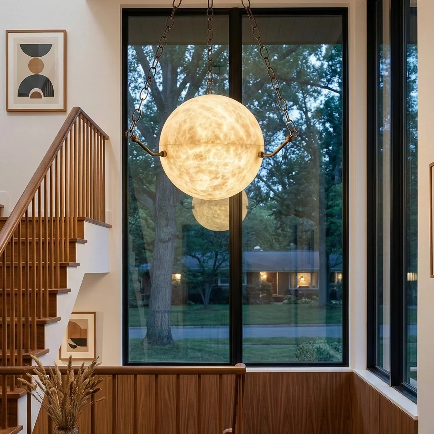 Aurelia Alabaster Sphere Suspension Pendant | wildoxy