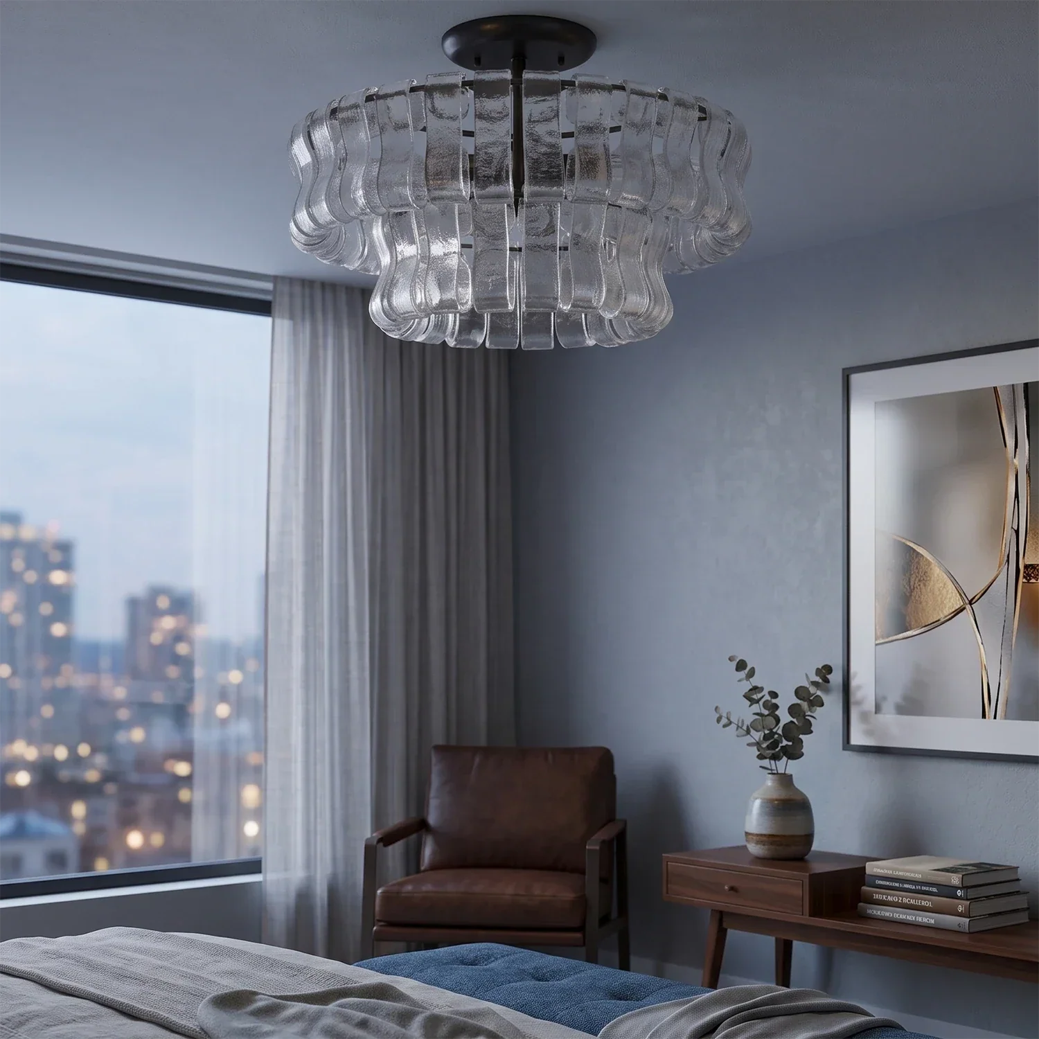 Aurelia Handcrafted Wave Ribbon Glass Ceiling Light | wildoxy