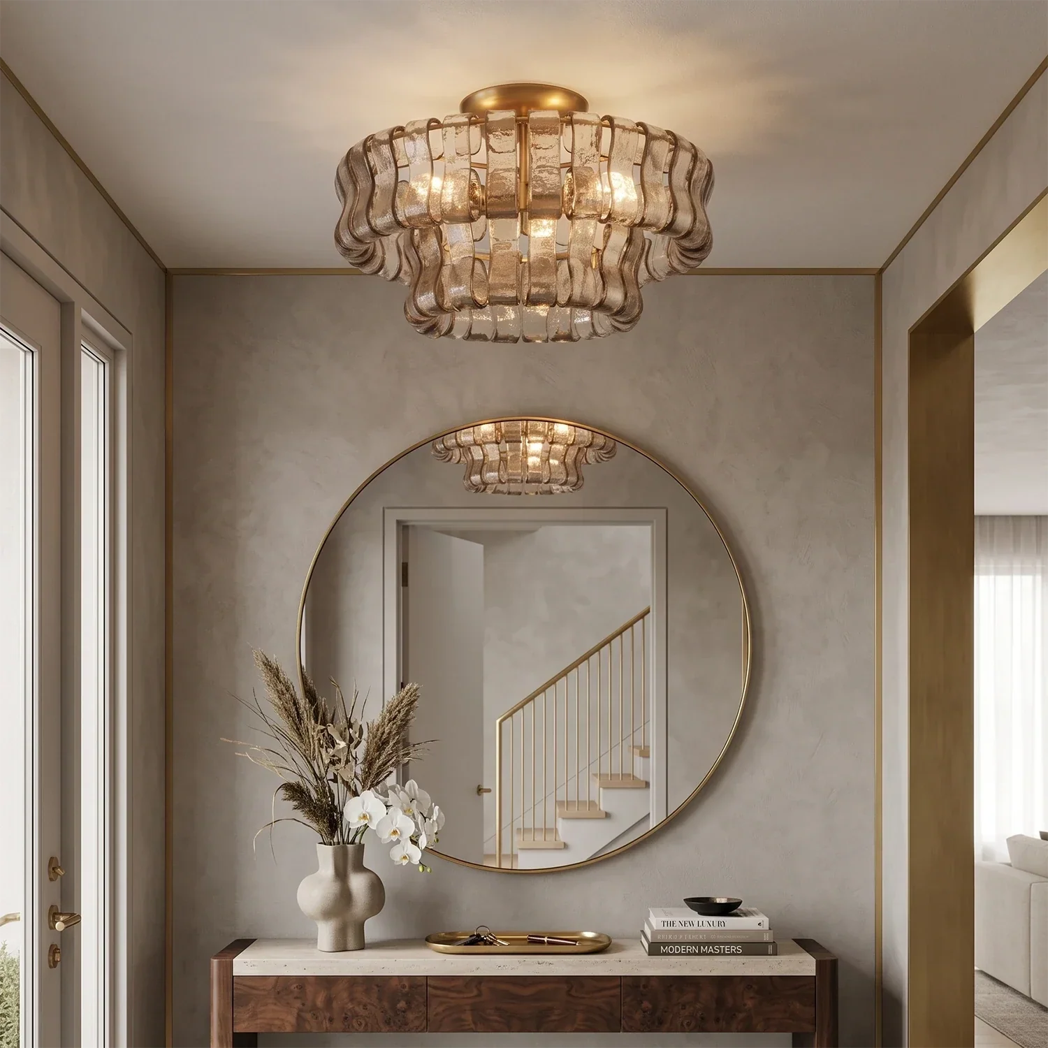 Aurelia Handcrafted Wave Ribbon Glass Ceiling Light | wildoxy