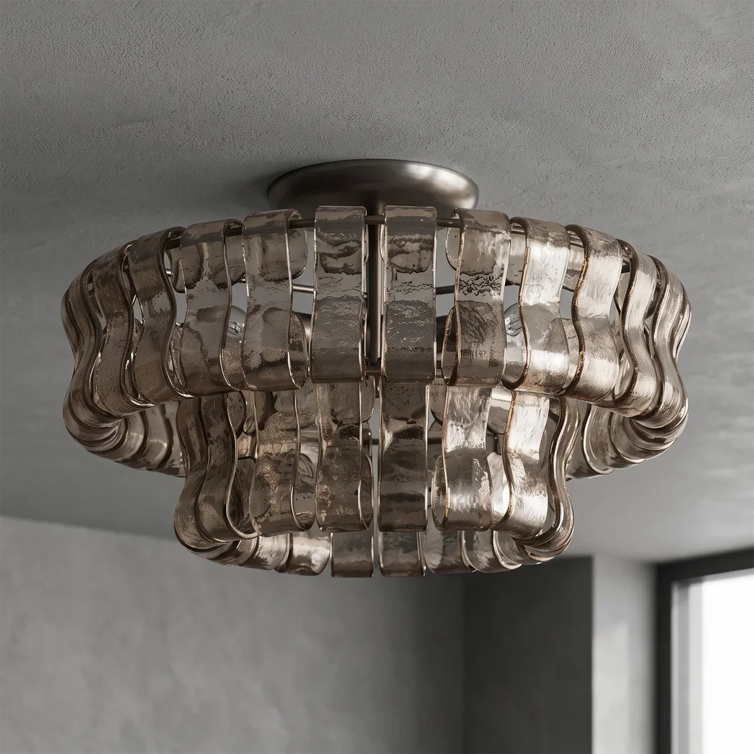 Aurelia Handcrafted Wave Ribbon Glass Ceiling Light | wildoxy