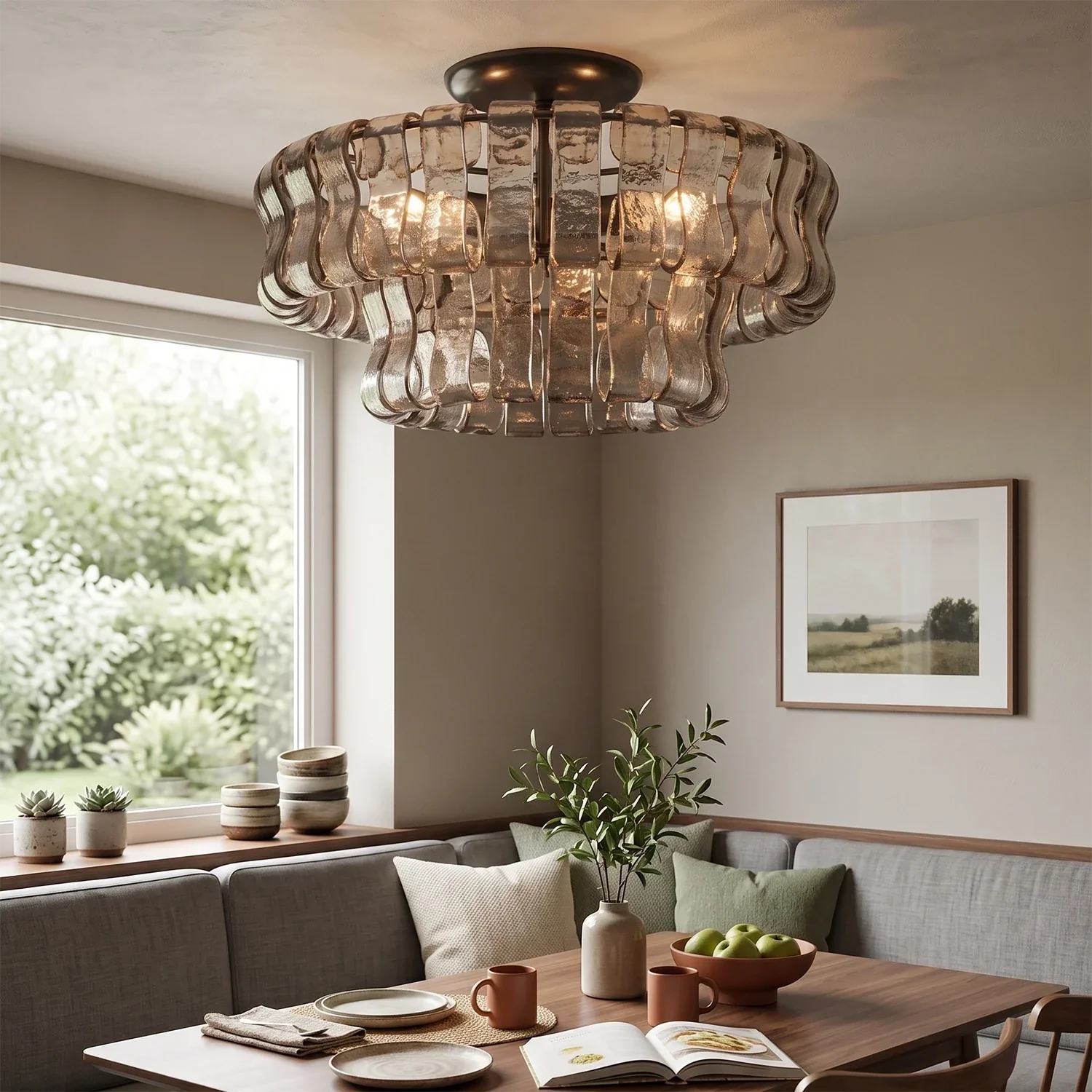 Aurelia Handcrafted Wave Ribbon Glass Ceiling Light | wildoxy
