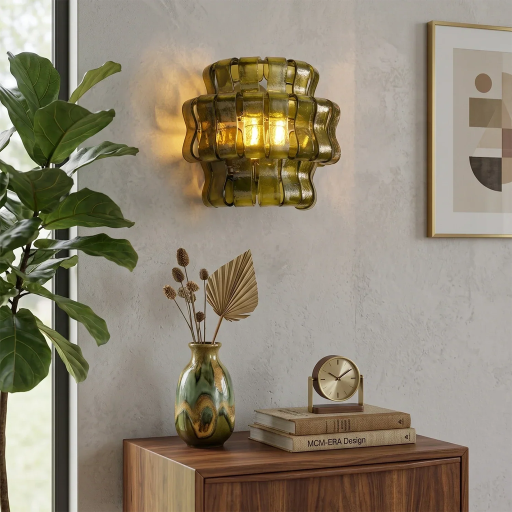 Aurelia Handcrafted Wave Ribbon Glass Sconce | wildoxy