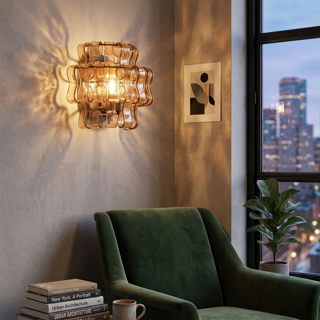 Aurelia Handcrafted Wave Ribbon Glass Sconce | wildoxy