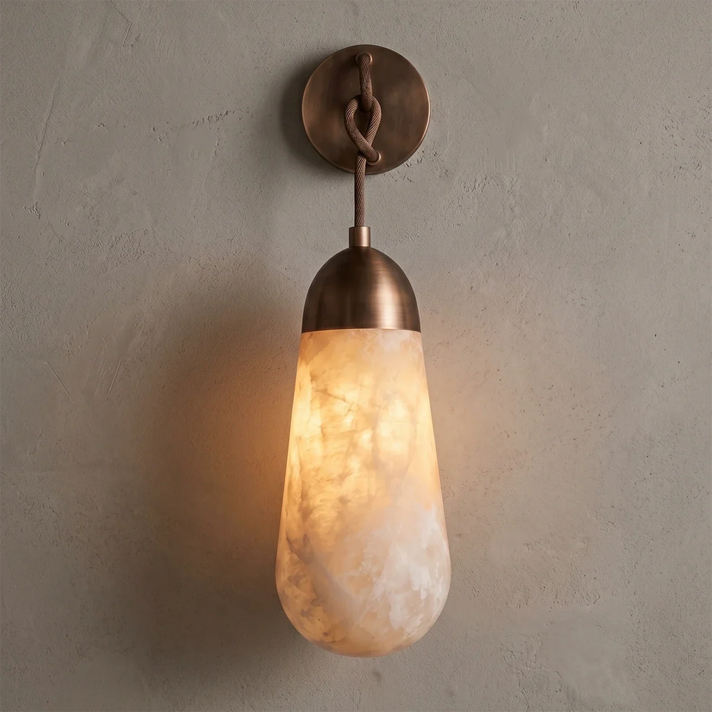 Aurelia Natural Alabaster Teardrop Wall Sconce | wildoxy