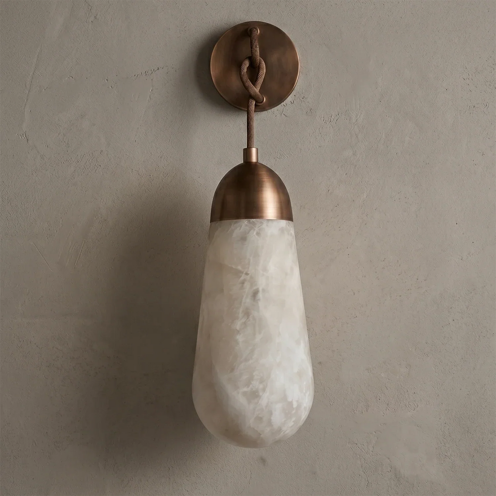 Aurelia Natural Alabaster Teardrop Wall Sconce | wildoxy