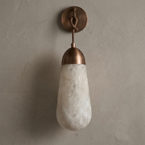 Natürliche Alabaster-Wandleuchte Aurelia in Tropfenform | wildoxy