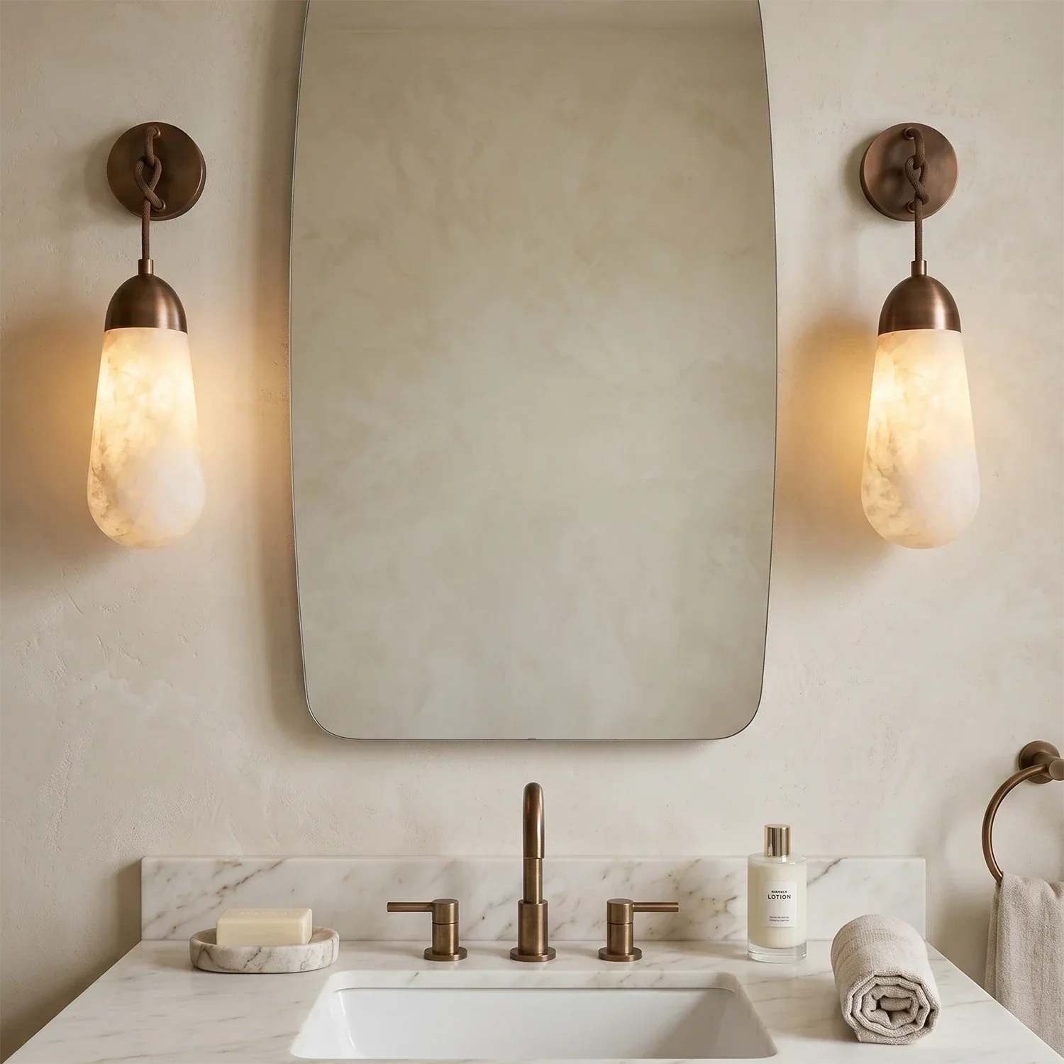 Aurelia Natural Alabaster Teardrop Wall Sconce | wildoxy