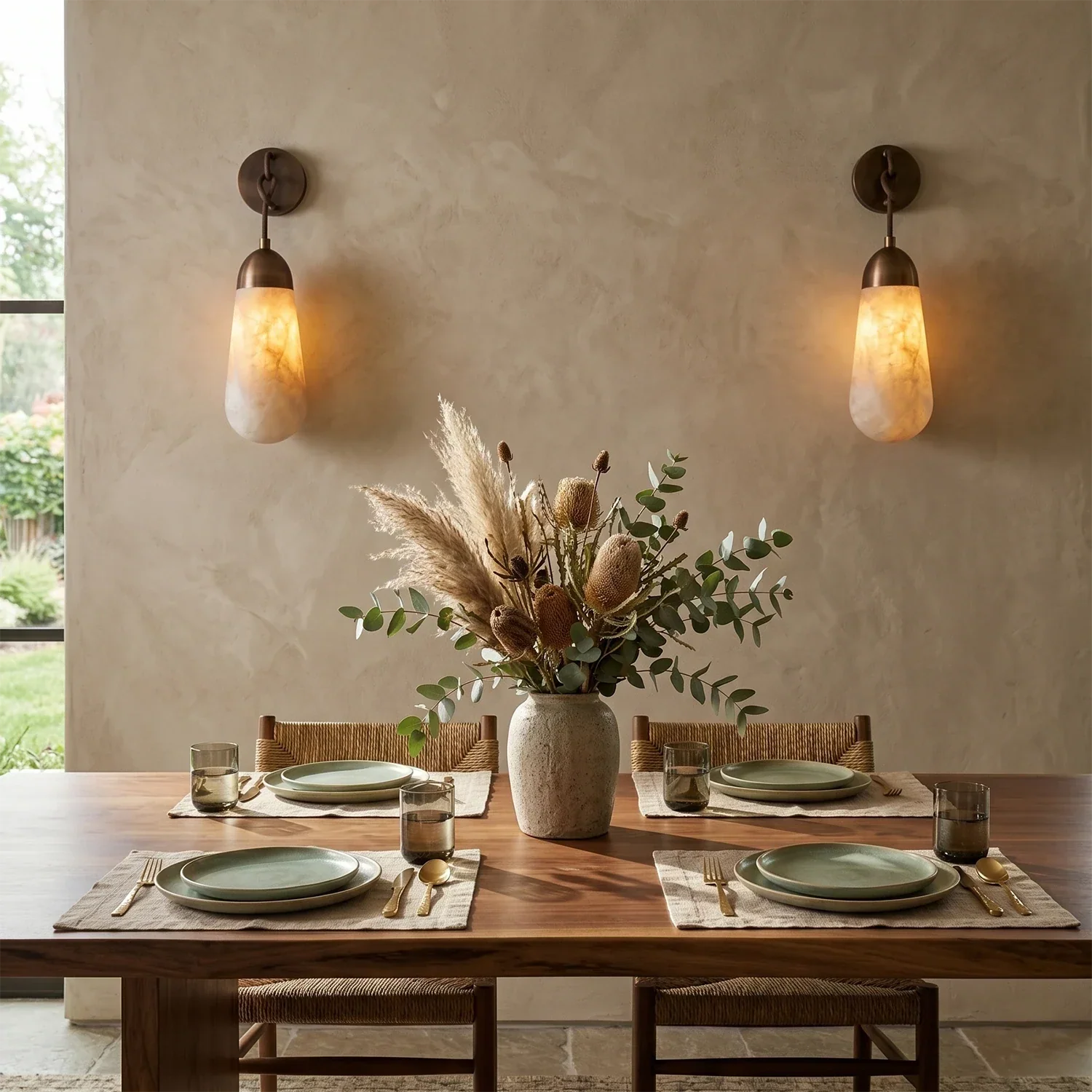Aurelia Natural Alabaster Teardrop Wall Sconce | wildoxy