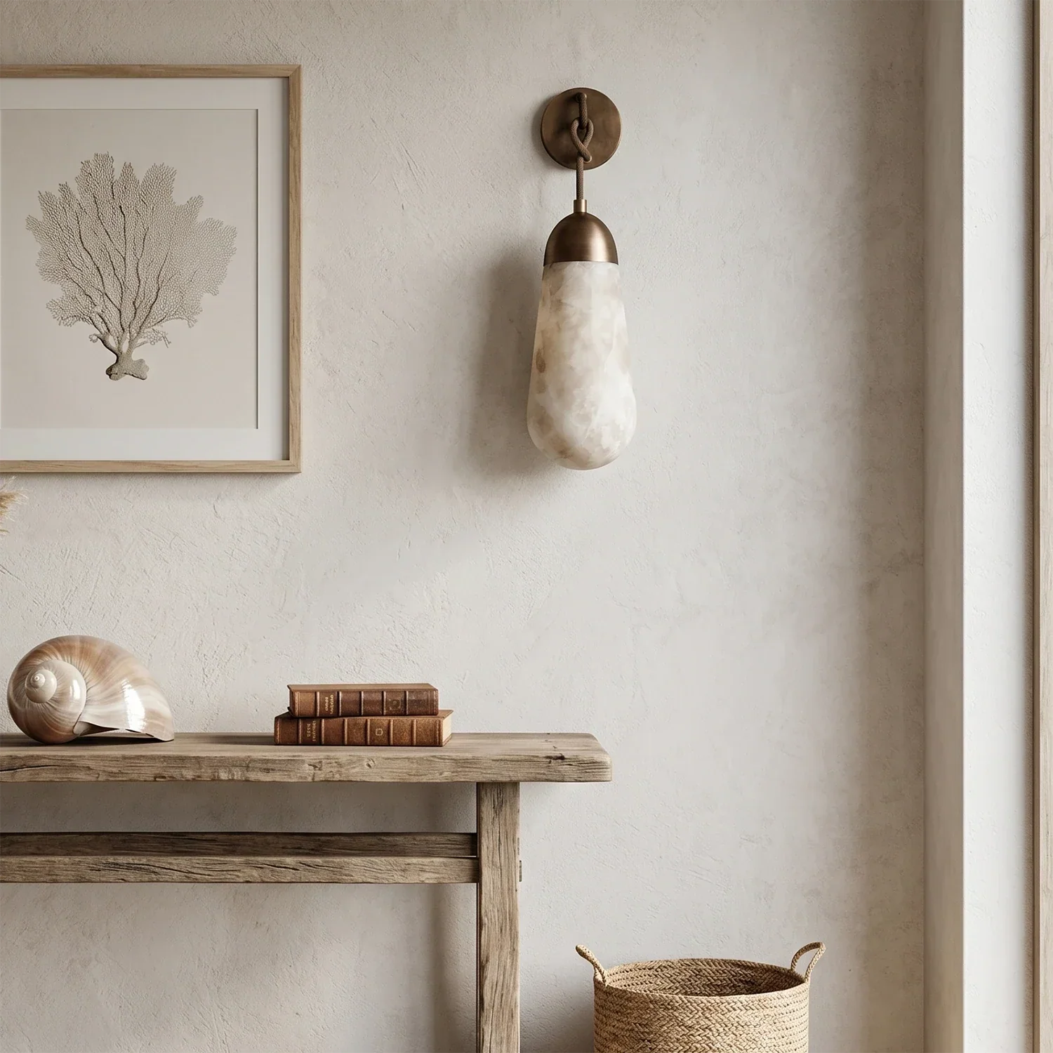 Aurelia Natural Alabaster Teardrop Wall Sconce | wildoxy