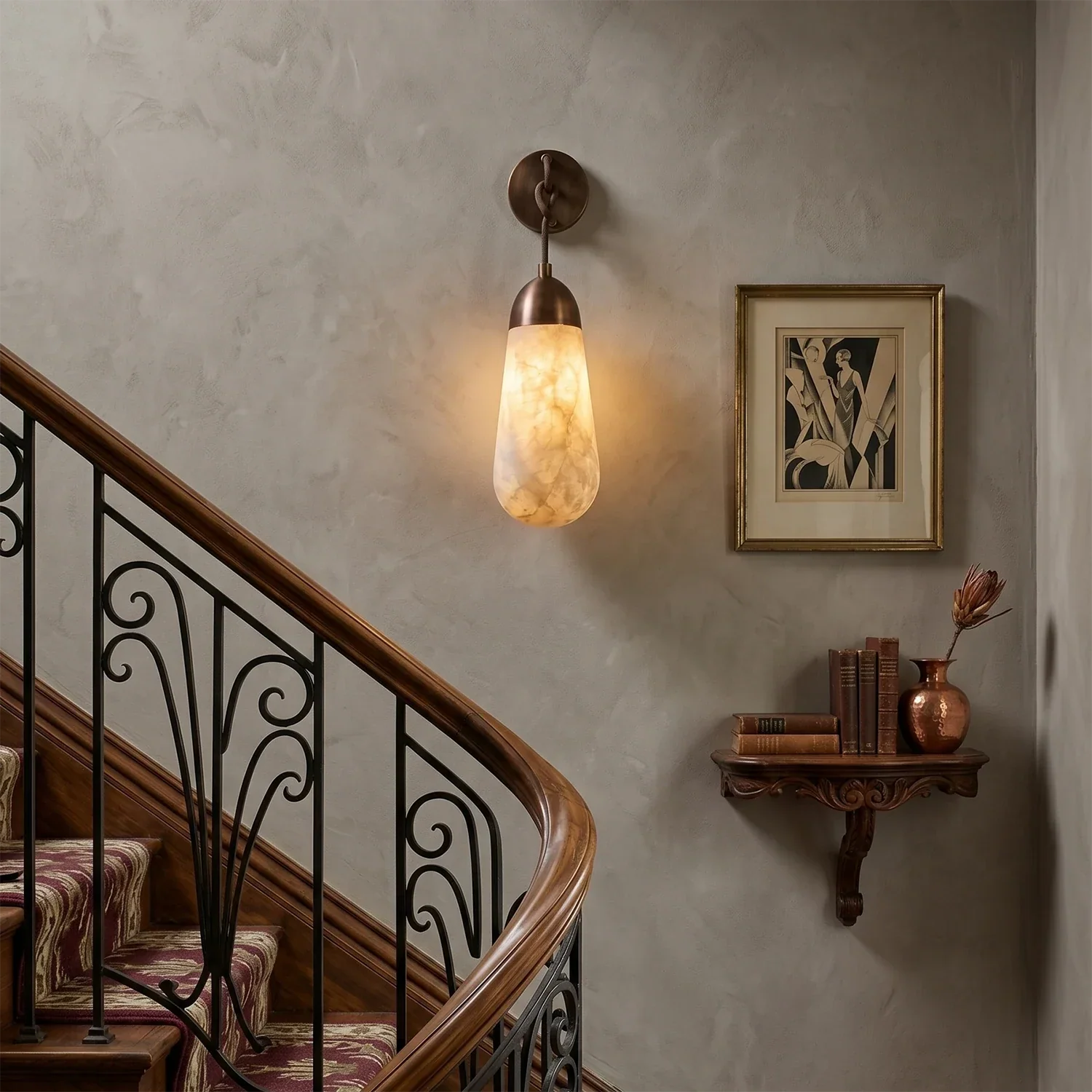 Aurelia Natural Alabaster Teardrop Wall Sconce | wildoxy