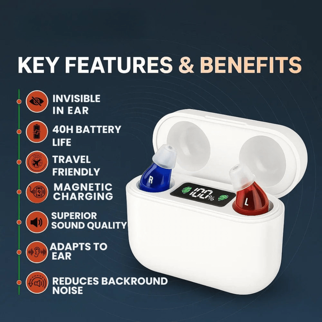 Mejoradores de audio intraaurales sutiles Auris Pro — Perfil compacto, sonido más nítido