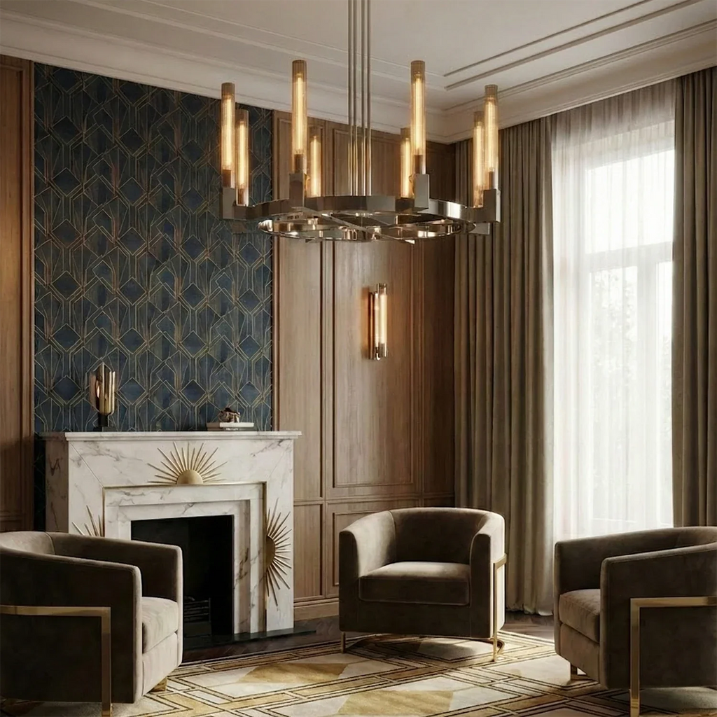 Aurora Crystal Candlestick Linear Glass Tube Chandelier | wildoxy