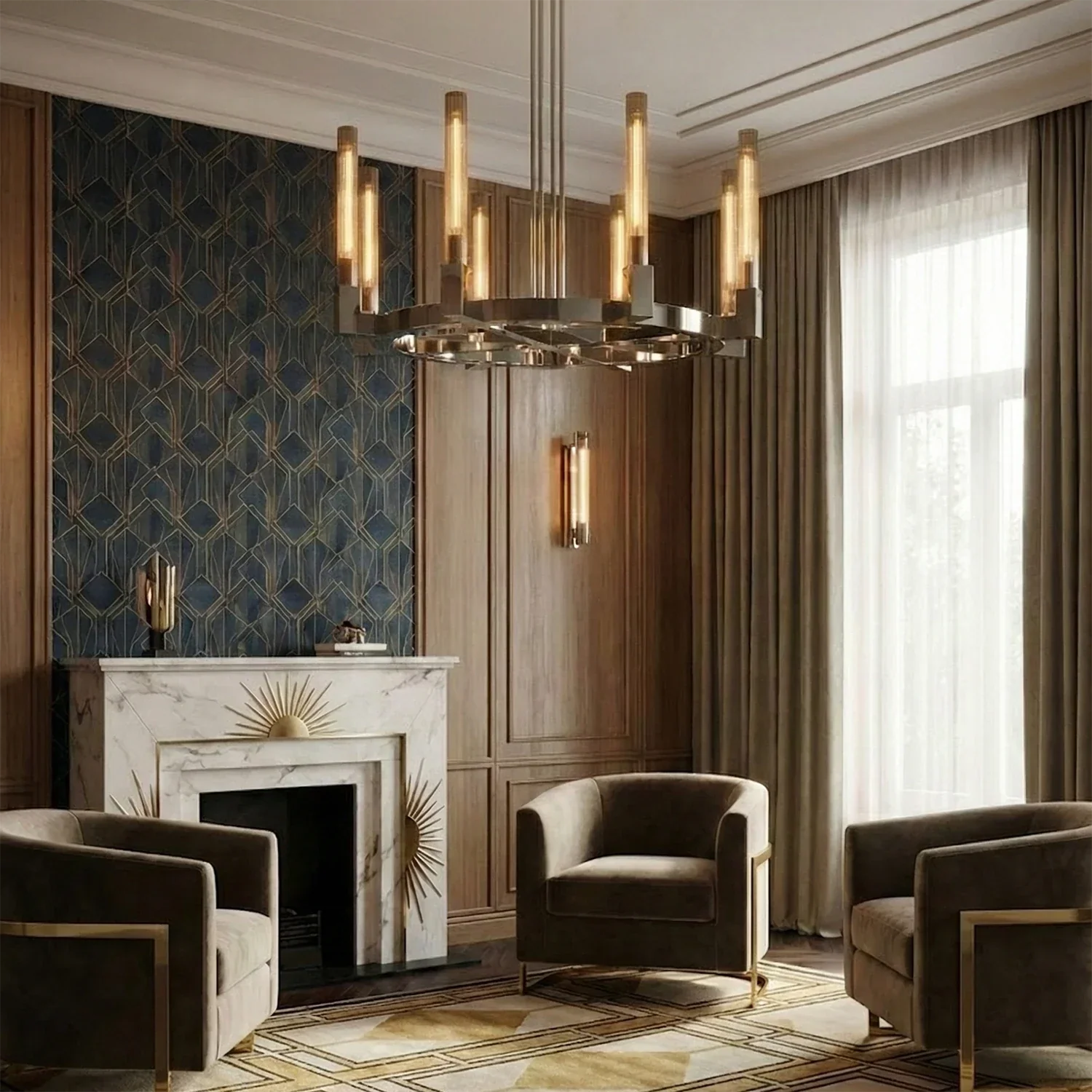 Aurora Crystal Candlestick Linear Glass Tube Chandelier | wildoxy