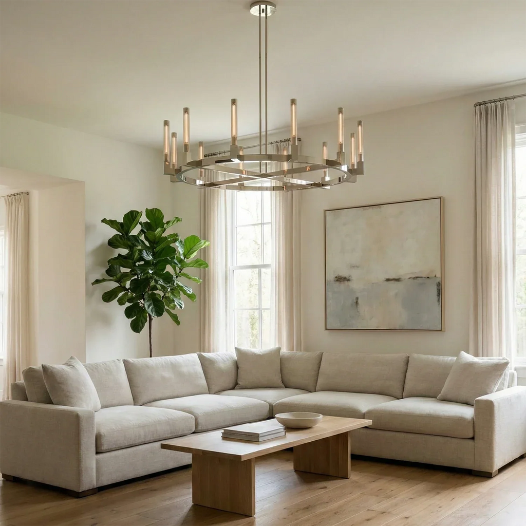 Aurora Crystal Candlestick Linear Glass Tube Chandelier | wildoxy