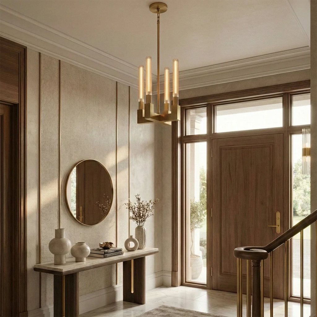 Aurora Crystal Candlestick Linear Glass Tube Chandelier | wildoxy