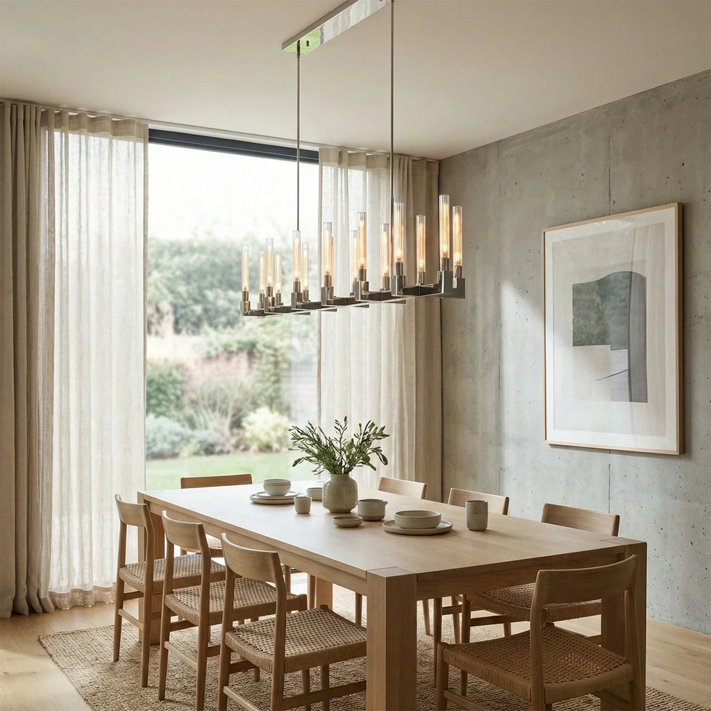 Aurora Crystal Candlestick Linear Glass Tube Chandelier | wildoxy