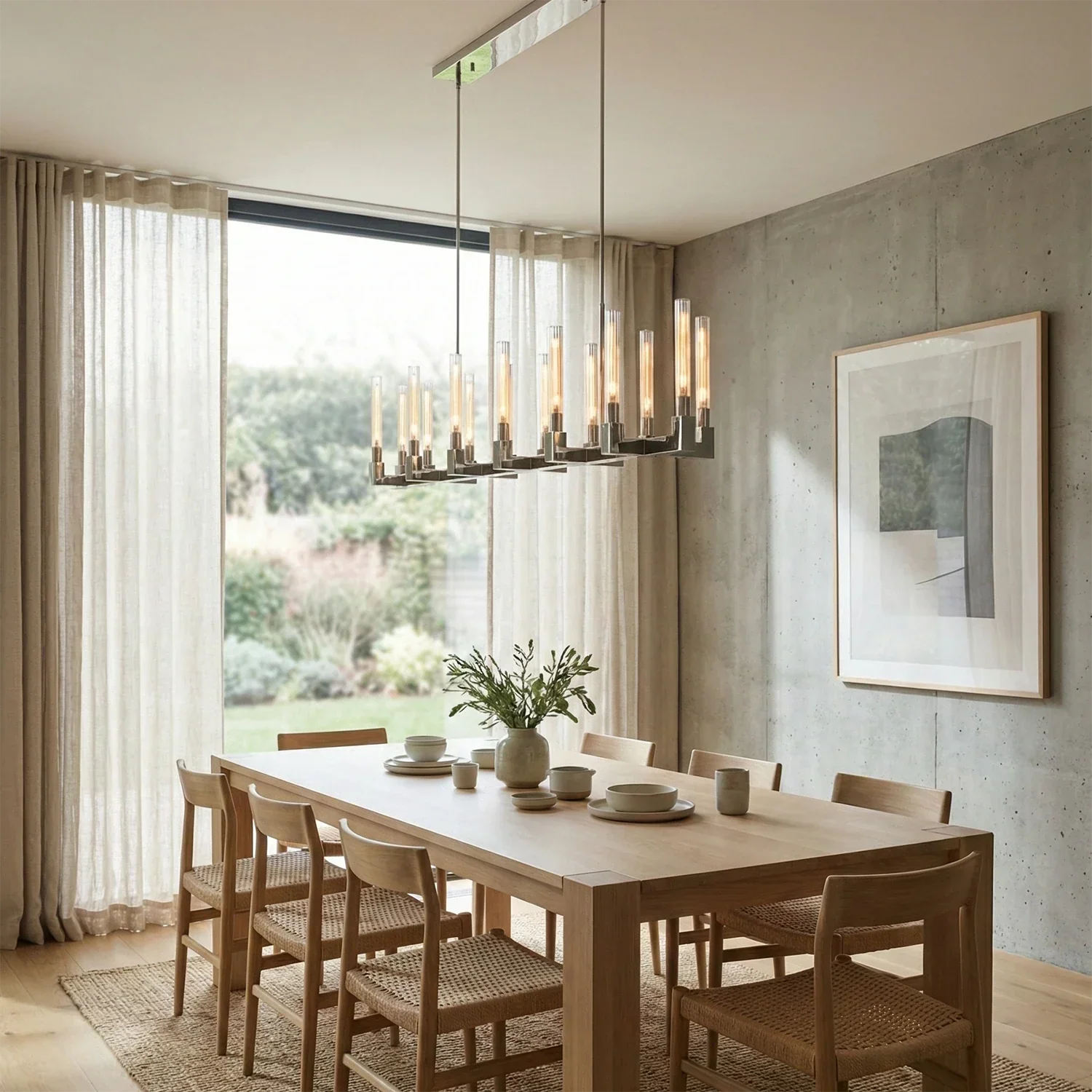 Aurora Crystal Candlestick Linear Glass Tube Chandelier | wildoxy