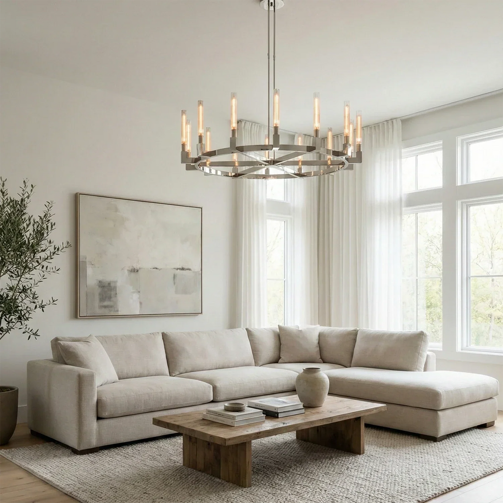 Aurora Crystal Candlestick Linear Glass Tube Chandelier | wildoxy
