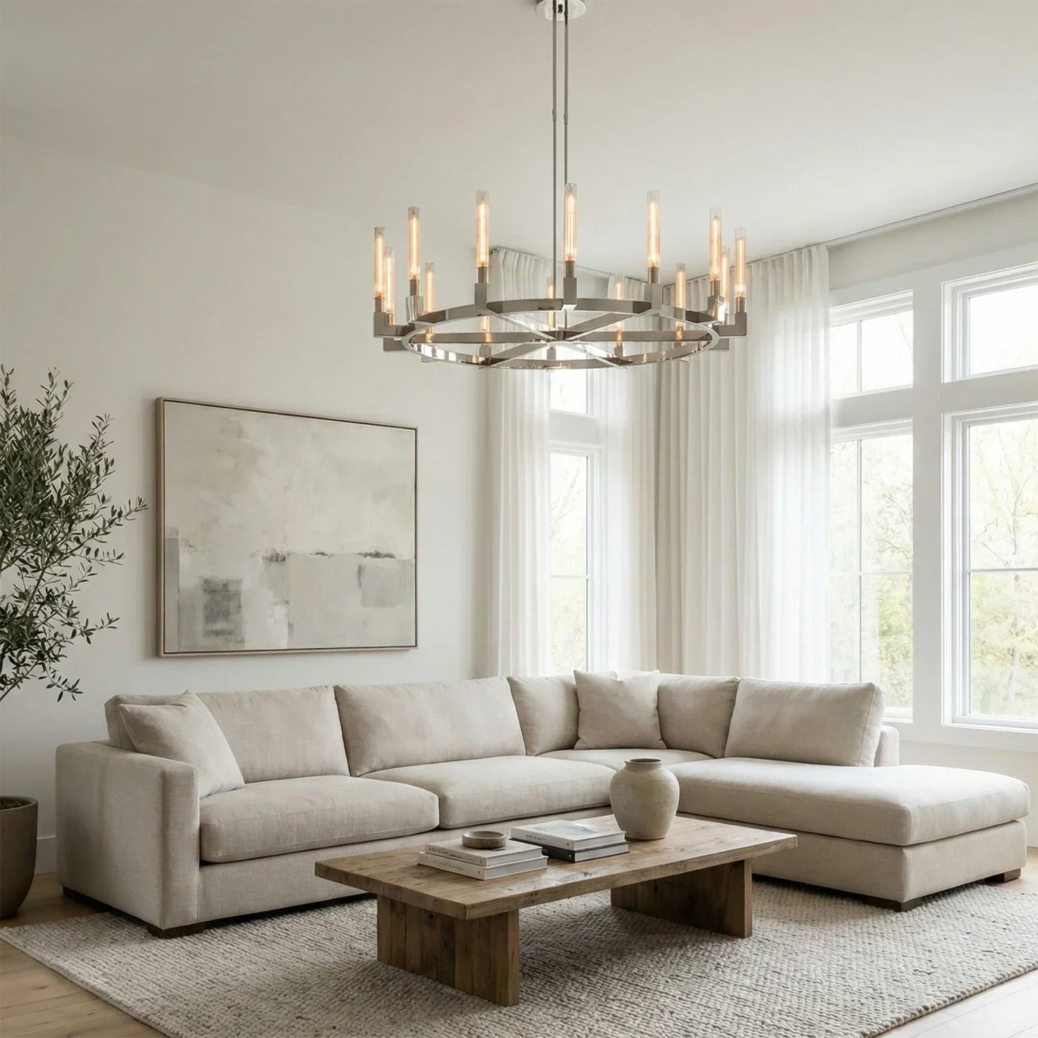 Aurora Crystal Candlestick Linear Glass Tube Chandelier | wildoxy